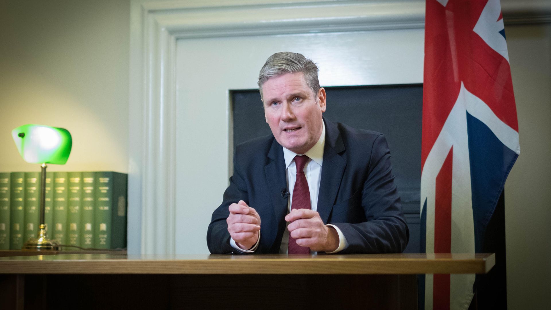 Labour leader Sir Keir Starmer delivers a statement from his office in the House of Commons in central London - Credit: PA