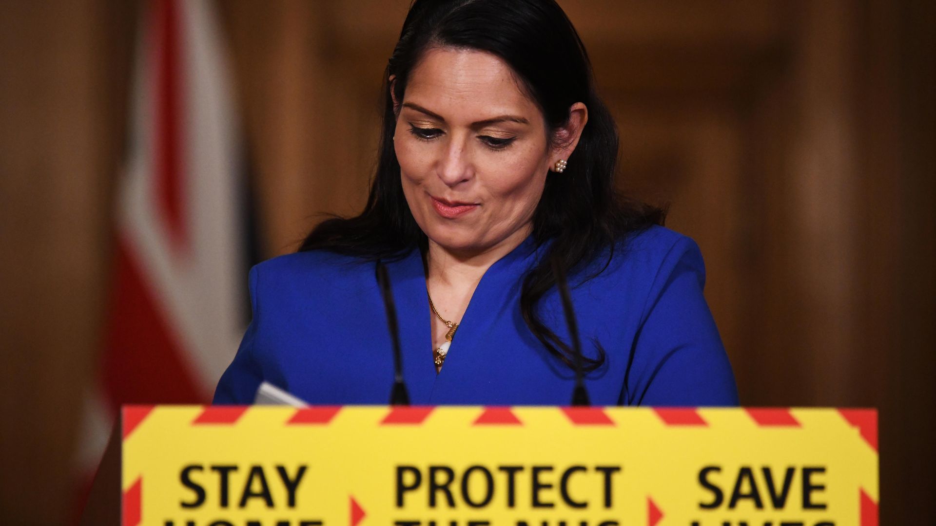 Home Secretary Priti Patel during a media briefing in Downing Street, London, on coronavirus (COVID-19). - Credit: PA