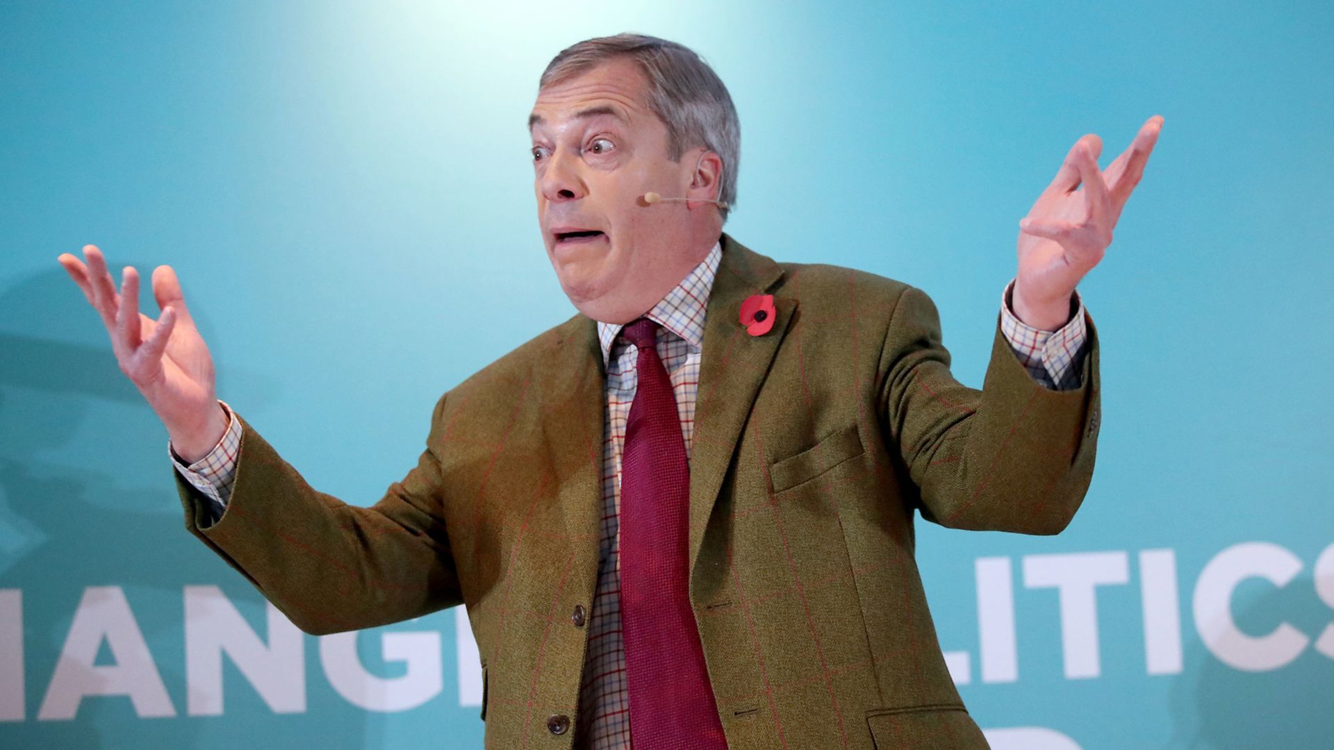 Nigel Farage addresses supporters at the Washington Central Hotel in Workington. - Credit: PA