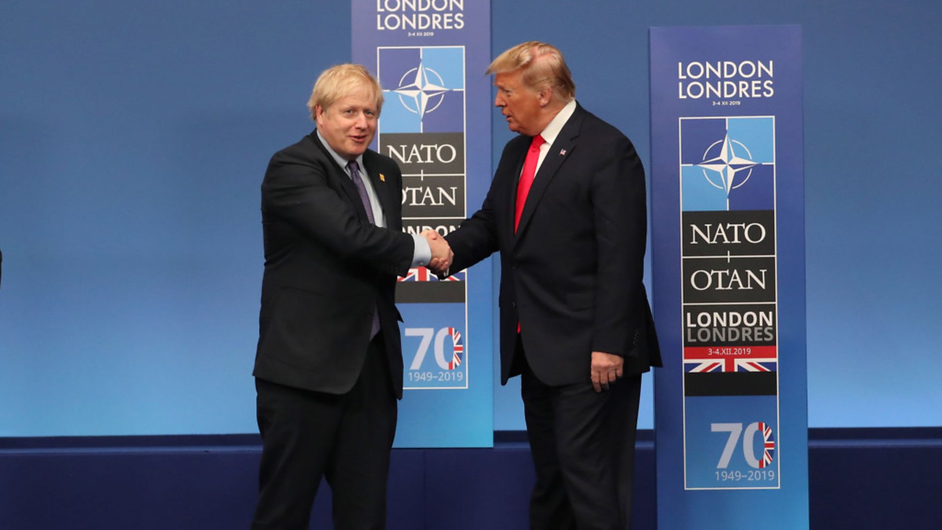 Prime minister Boris Johnson and out-going US President Donald Trump during the annual Nato heads of government summit - Credit: PA Wire/PA Images