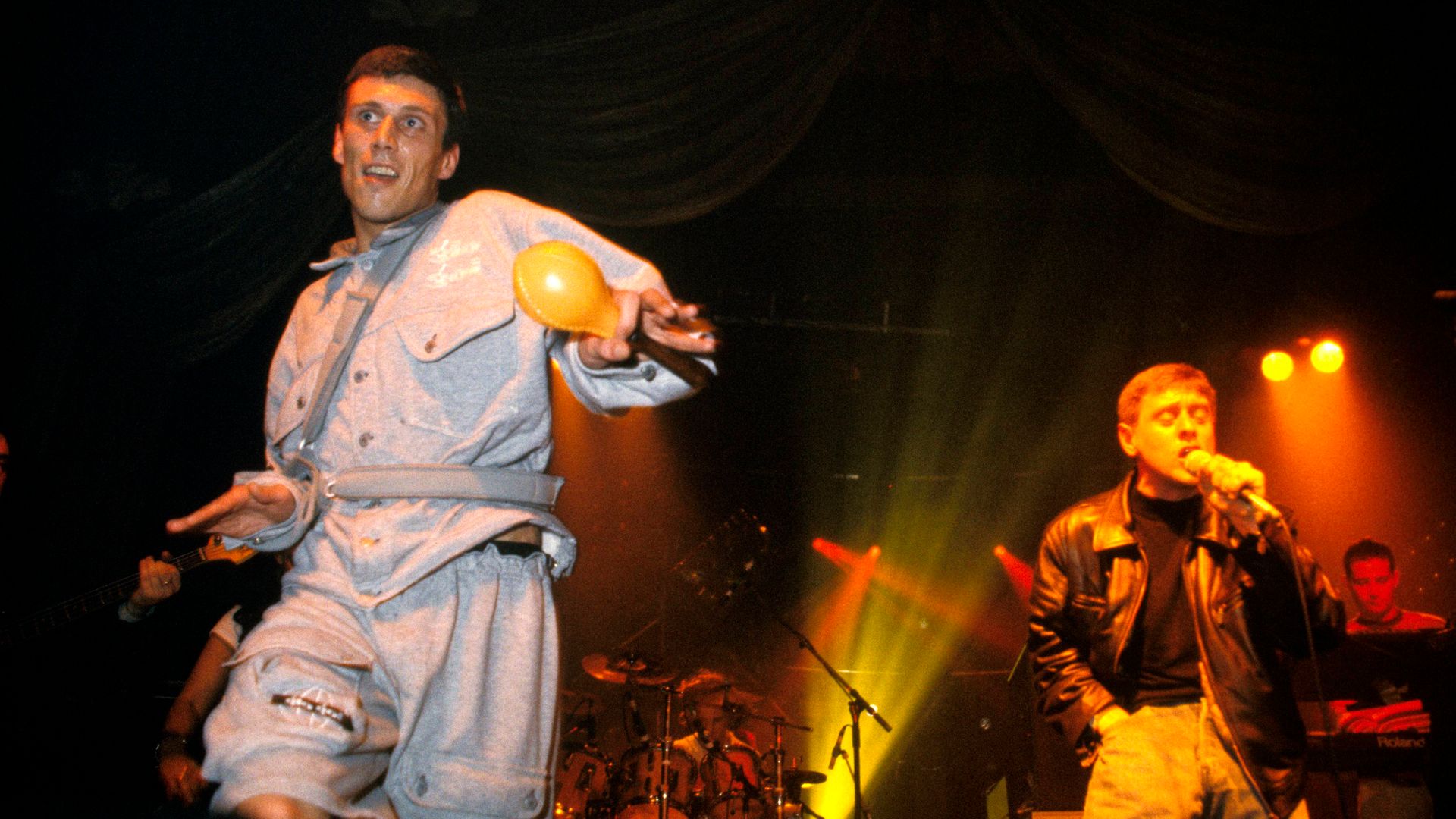 Bez, left, and Shaun Ryder, right, of the Happy Mondays - Credit: Redferns