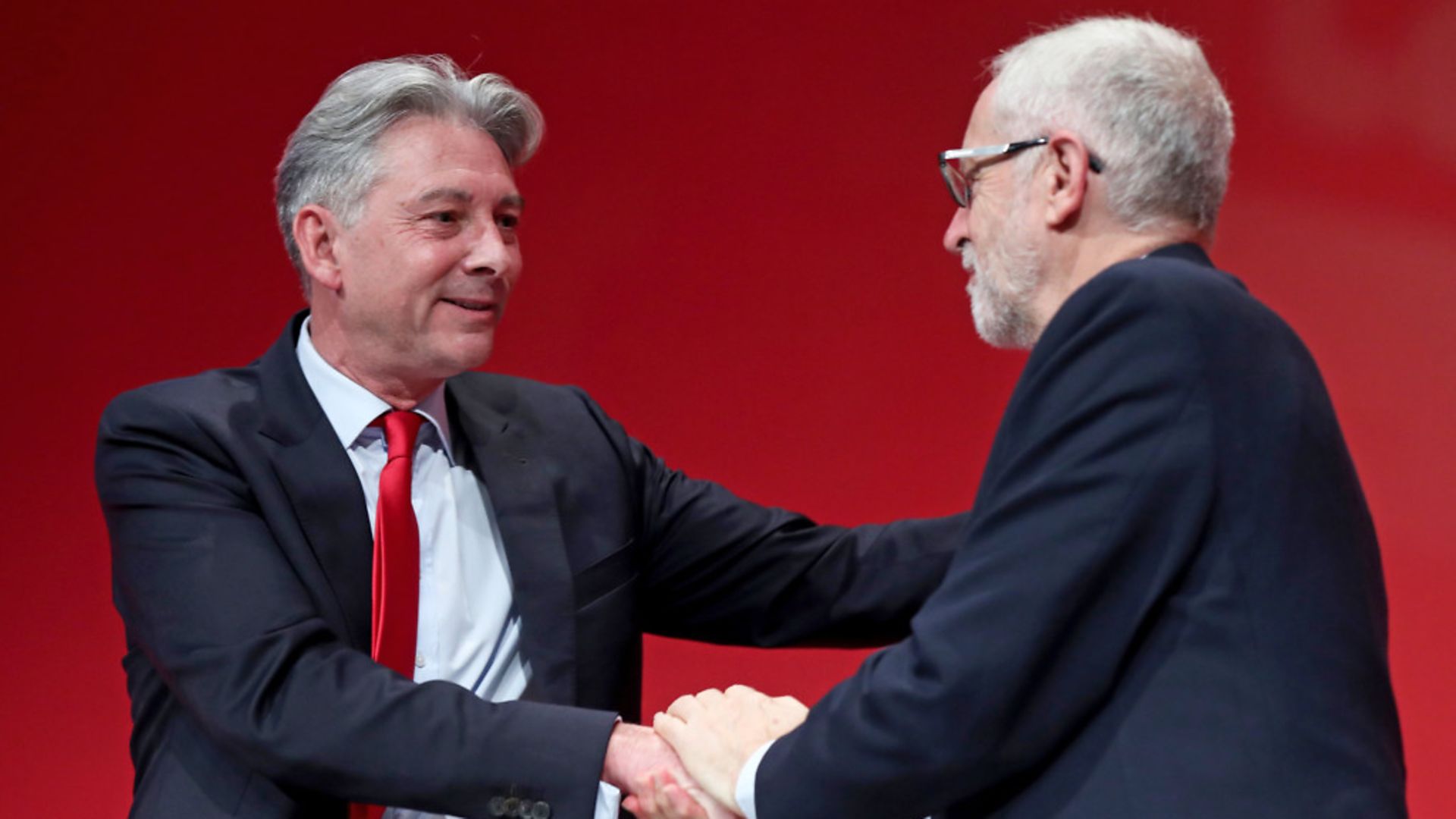 Richard Leonard (left) with Jeremy Corbyn, following a speech during the Labour Party Conference - Credit: PA