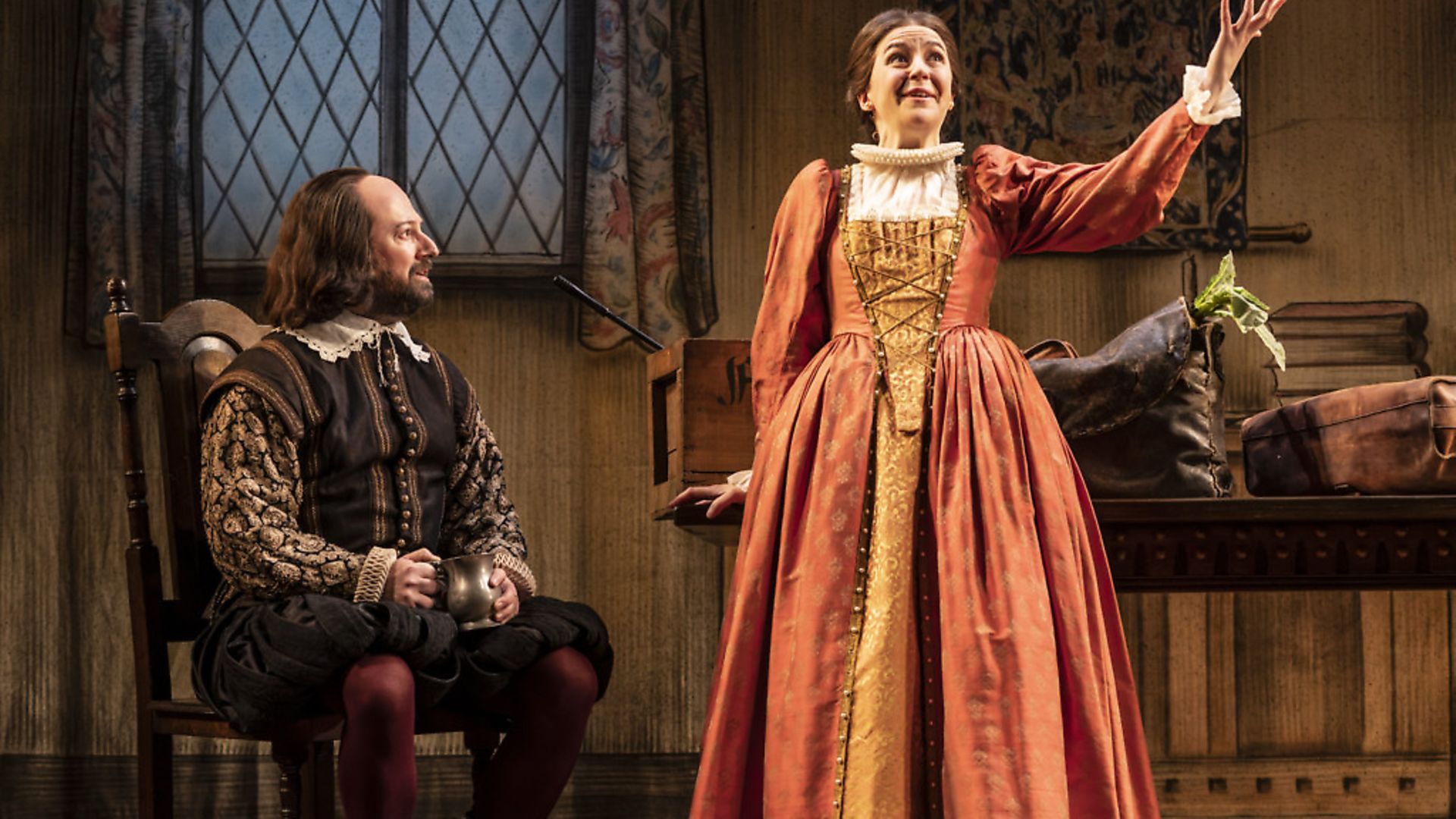 David Mitchell and Gemma Whelan in Upstart Crow at the Gielgud Theatre. Photograph: Johan Persson - Credit: Archant