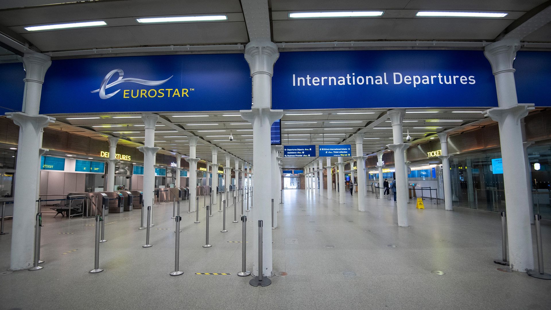 A very quiet Eurostar departures area in London St Pancras International railway station - Credit: PA