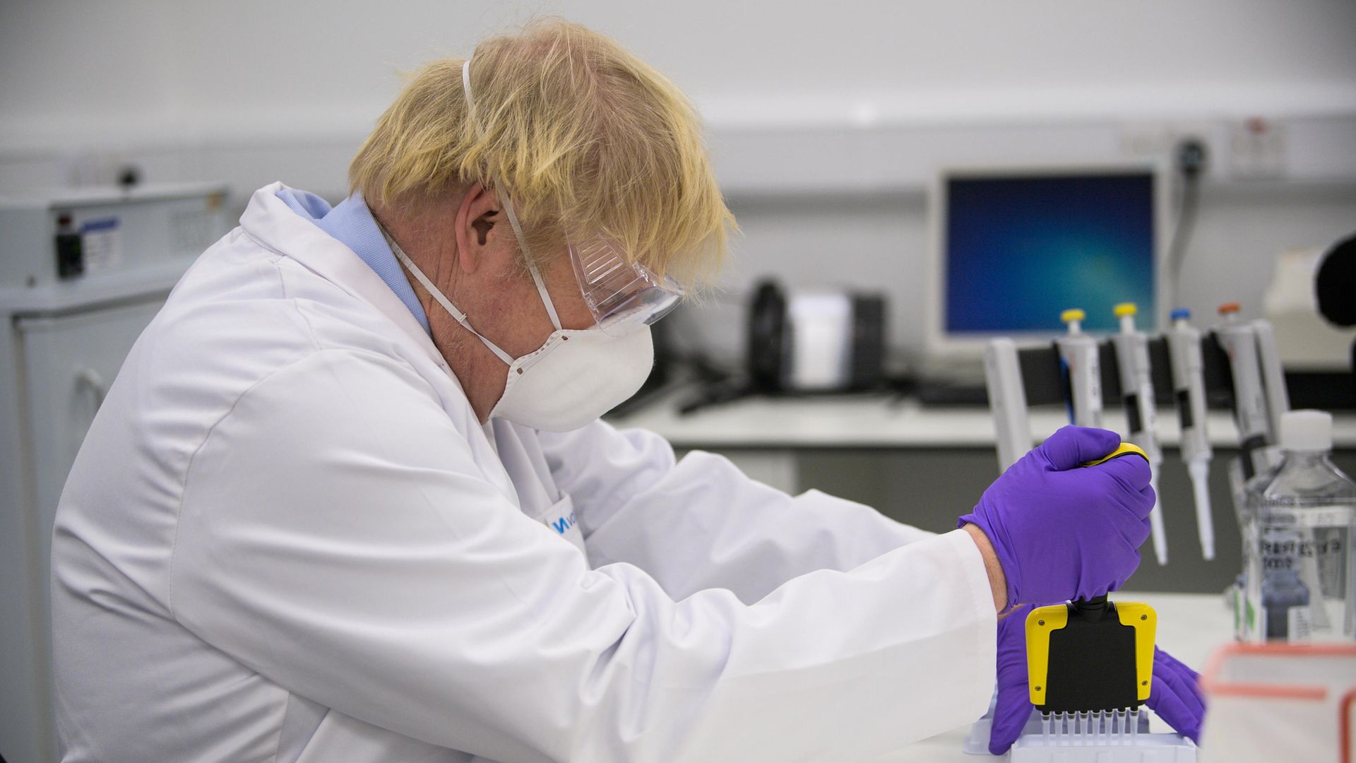 Prime Minister Boris Johnson visits the French biotechnology laboratory Valneva in Livingston during a visit to Scotland. - Credit: PA