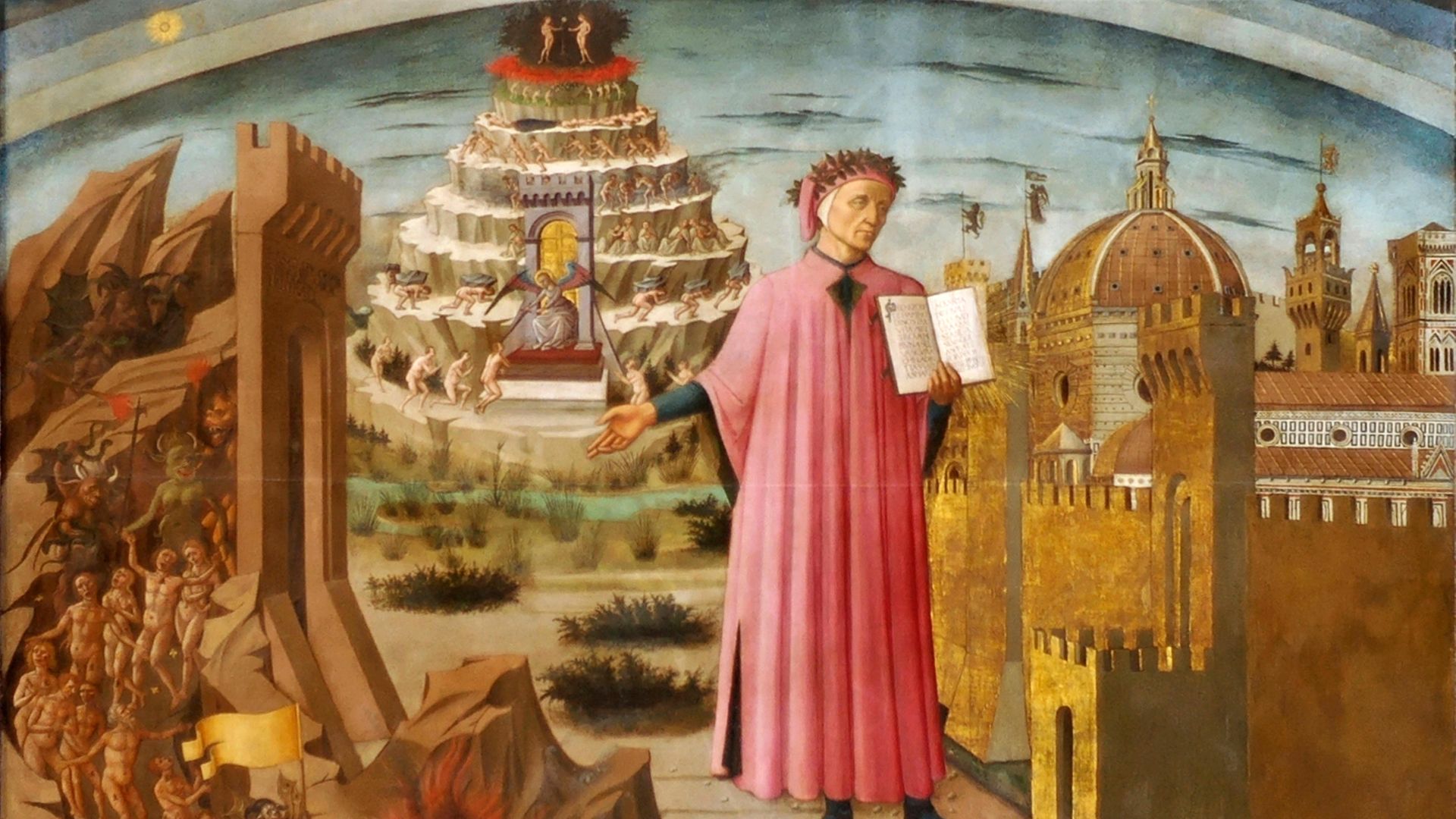 Dante and the Divine Comedy, from the Basilica of Santa Maria del Fiore, Florence - Credit: Heritage Images/Getty Images