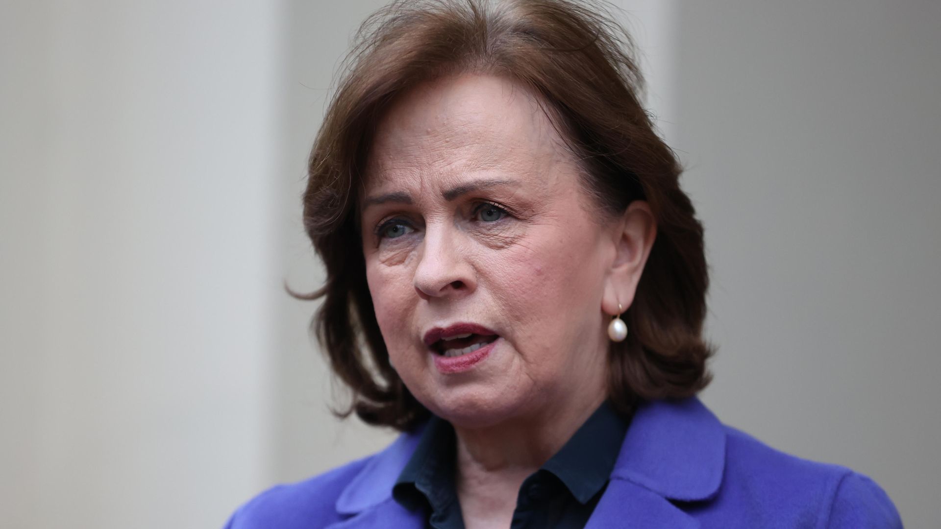 Stormont Economy Minister Diane Dodds speaks to the media - Credit: PA