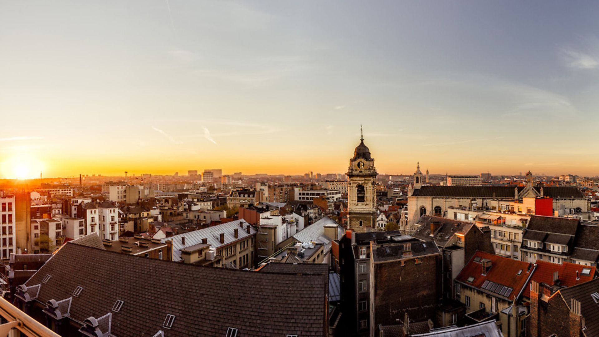 The landscape of Brussels at sunset. Photograph: Getty Images/Westend61. - Credit: Getty Images/Westend61