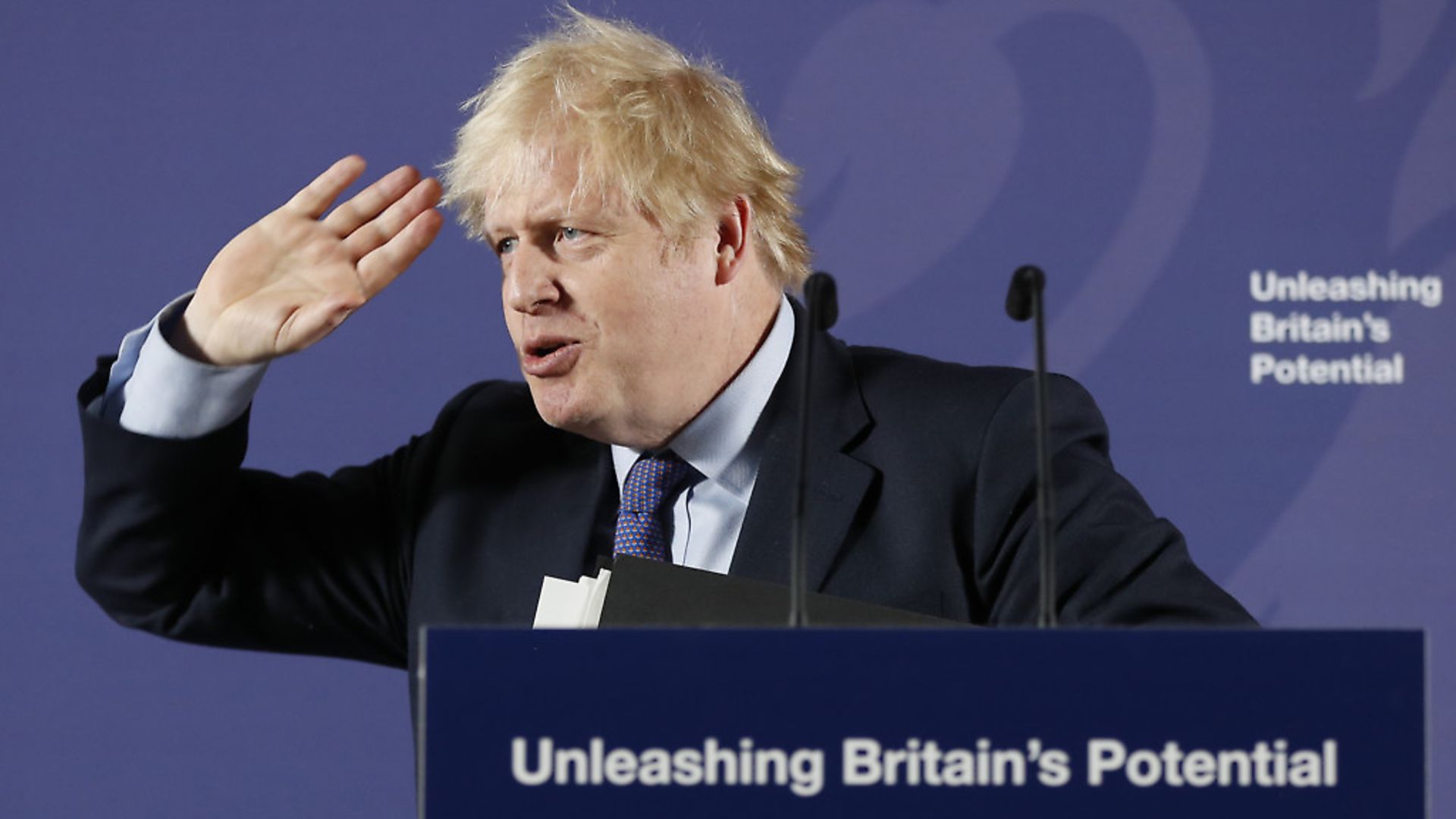 Boris Johnson delivers his Unleashing Britain's Potential speech in the Painted Hall, Old Royal Naval College Greenwich following the UK's exit from the European Union. Photograph: Frank Augstein/PA. - Credit: PA