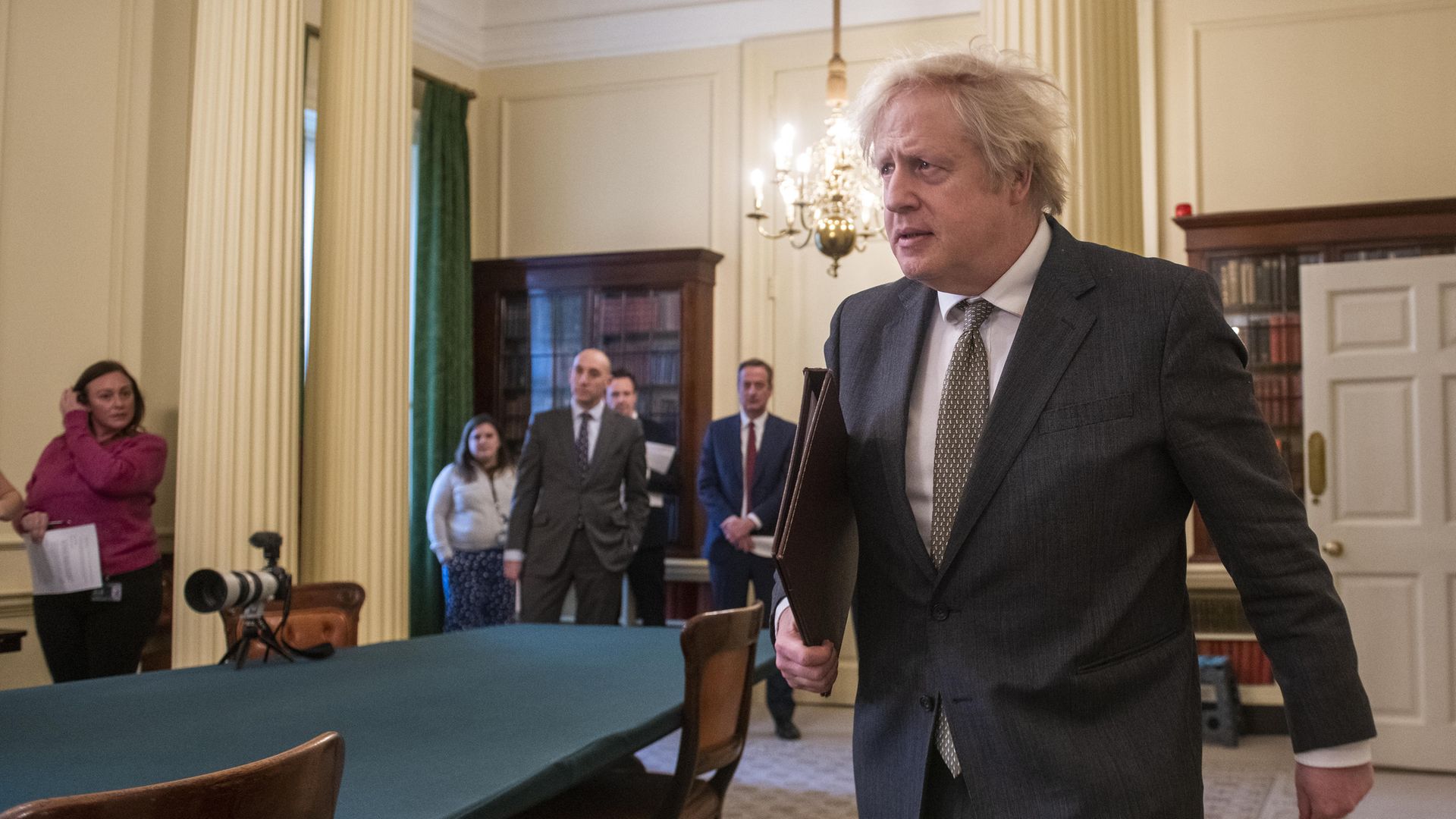 Prime Minister Boris Johnson arriving in the Cabinet Room - Credit: PA