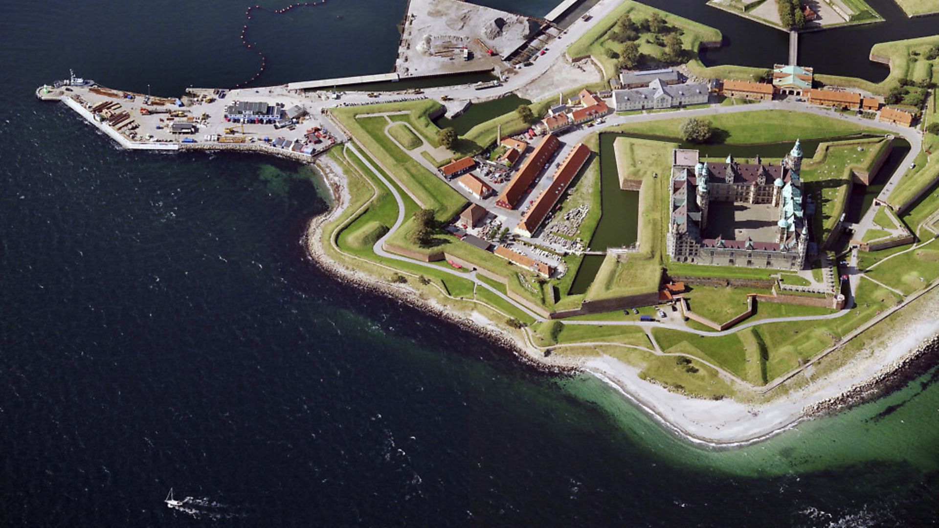 An aerial image of Kronborg Castle, Helsing�r (Photo by Blom UK via Getty Images) - Credit: Getty Images