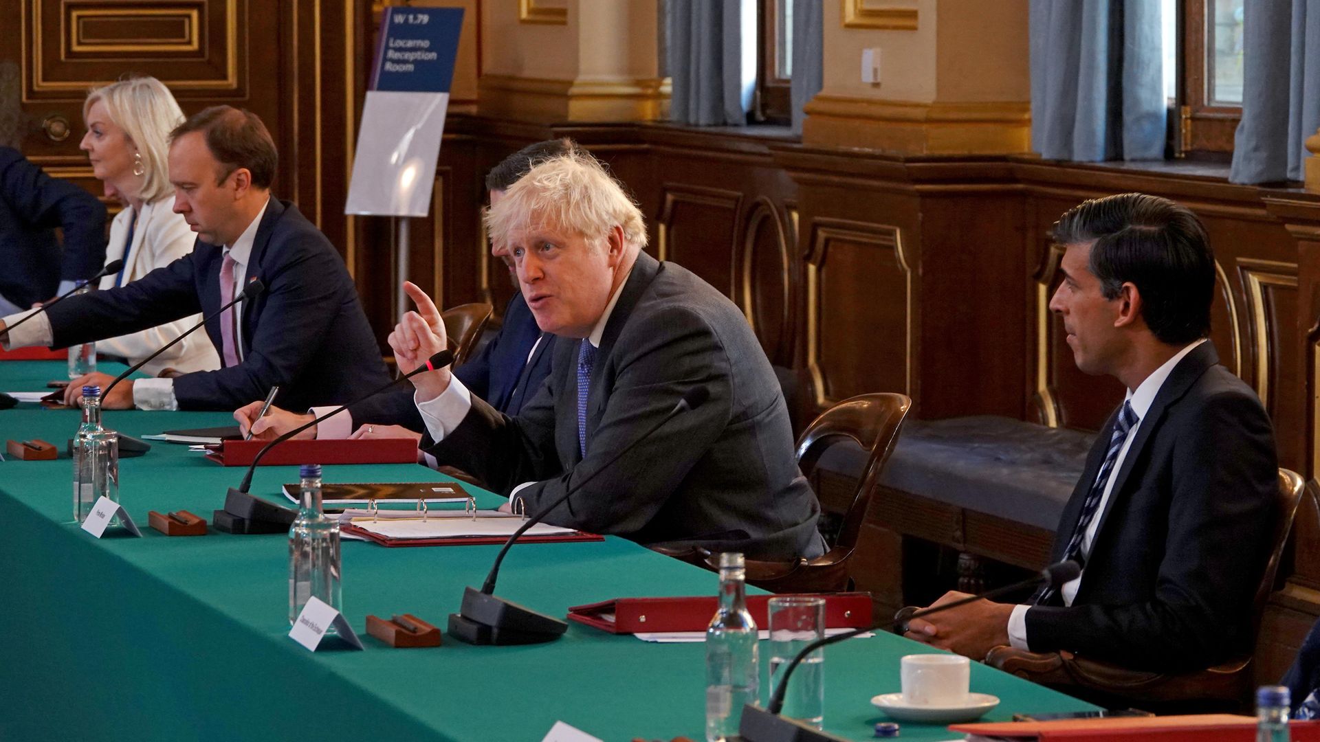 (Left to right) International Trade Secretary Liz Truss, Health Secretary Matt Hancock, Prime Minister Boris Johnson and Chancellor Rishi Sunak - Credit: PA