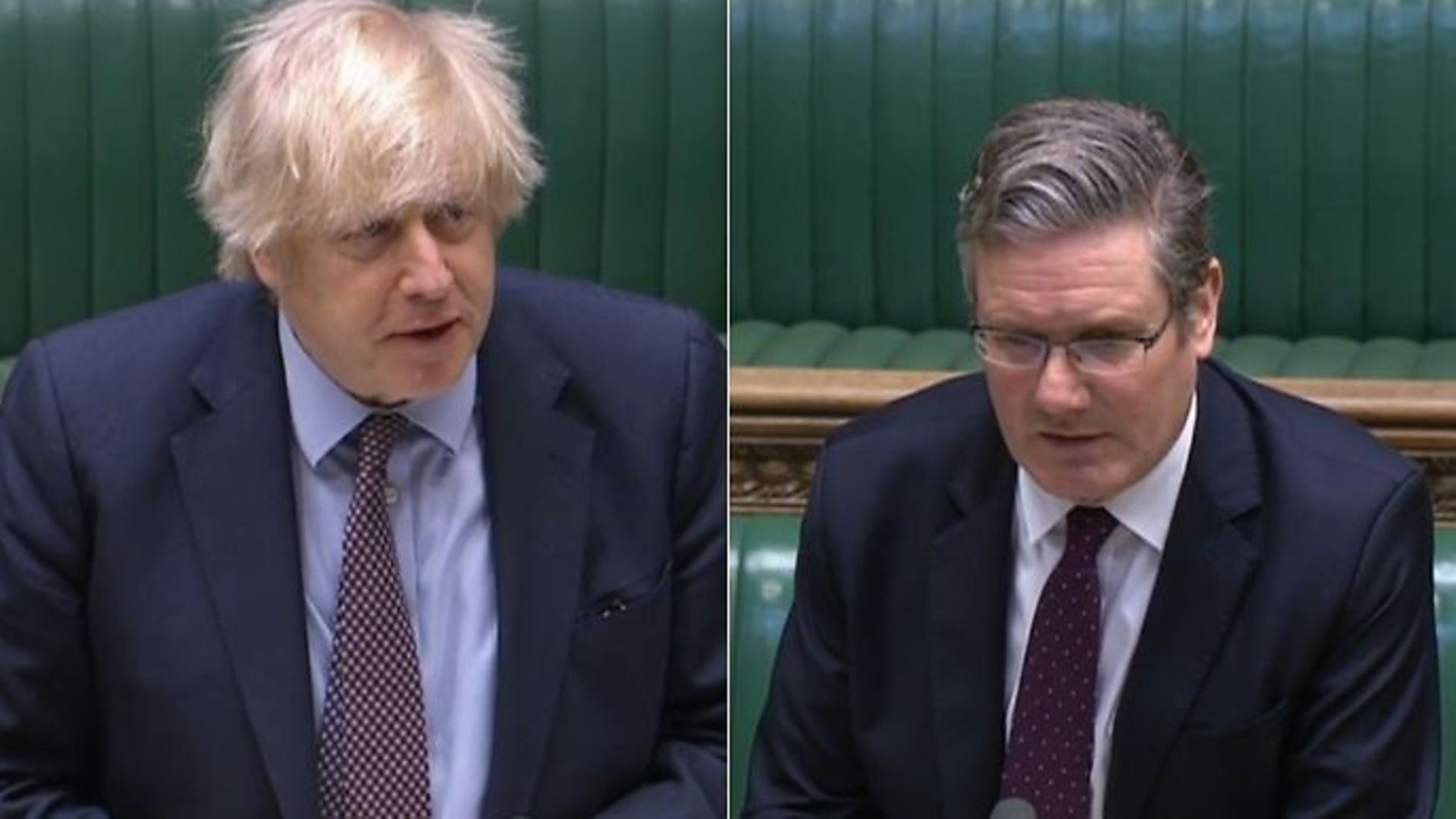 Boris Johnson (L) and Sir Keir Starmer in the House of Commons - Credit: Parliamentlive.tv