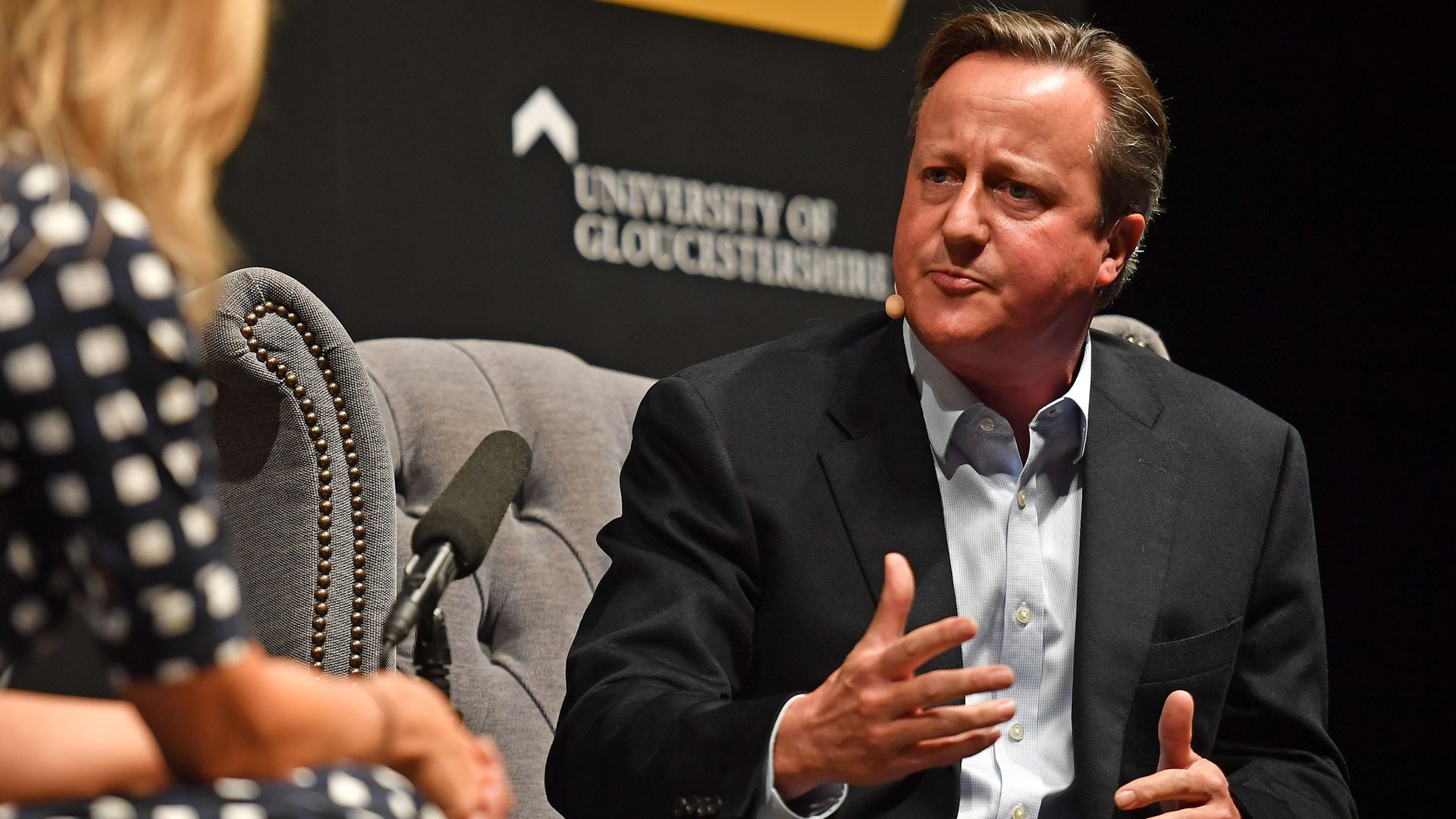 David Cameron speaking to Sophie Raworth during the Cheltenham Literature Festival at Cheltenham Racecourse. - Credit: PA