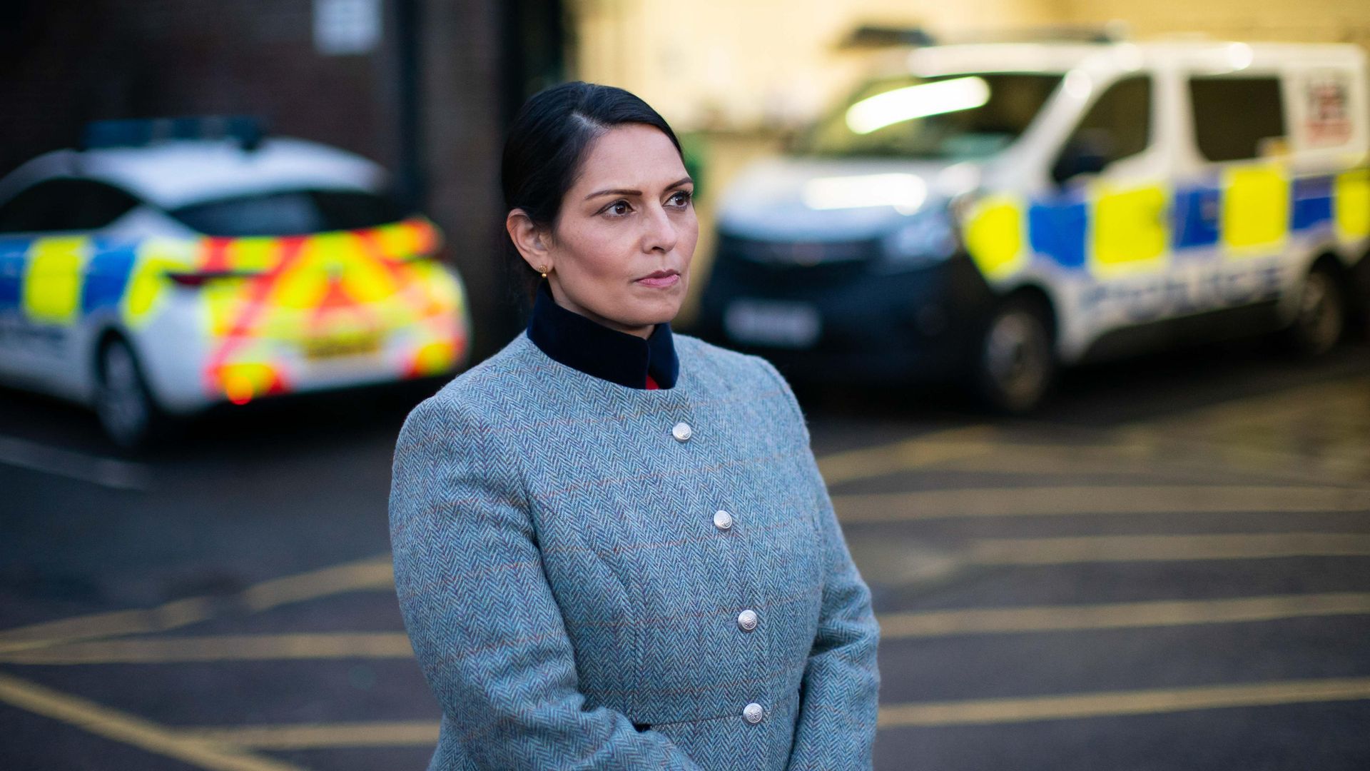 Home secretary Priti Patel during a foot patrol with new police recruits around Bishop's Stortford, Hertfordshire - Credit: PA