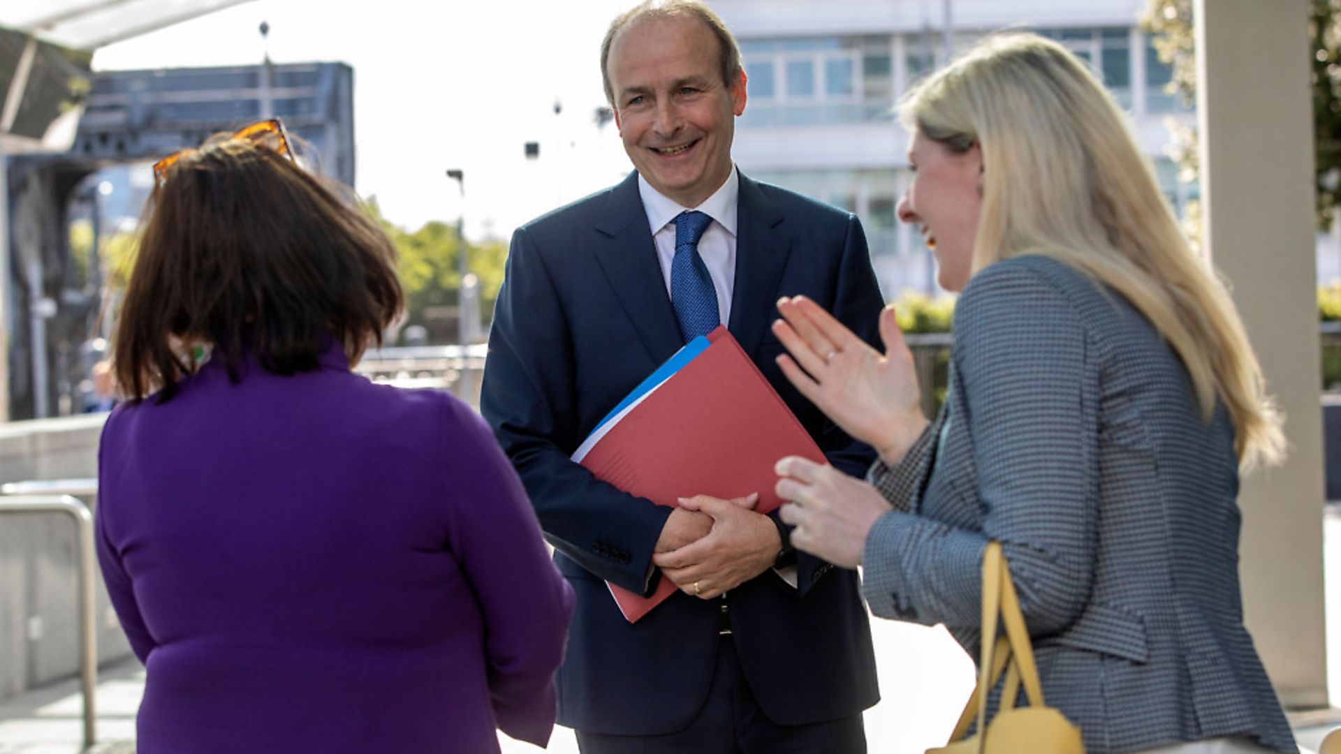 Fianna Fail leader Micheal Martin arrives at the convention centre in Dublin for a parliamentary meeting of his party on June 15, 2020. - Three Irish parties are set to govern in coalition with a rotating prime minister after agreeing a draft deal on Monday, shutting Sinn Fein out of office despite a surge at the polls. (Photo by PAUL FAITH / AFP) (Photo by PAUL FAITH/AFP via Getty Images) - Credit: AFP via Getty Images