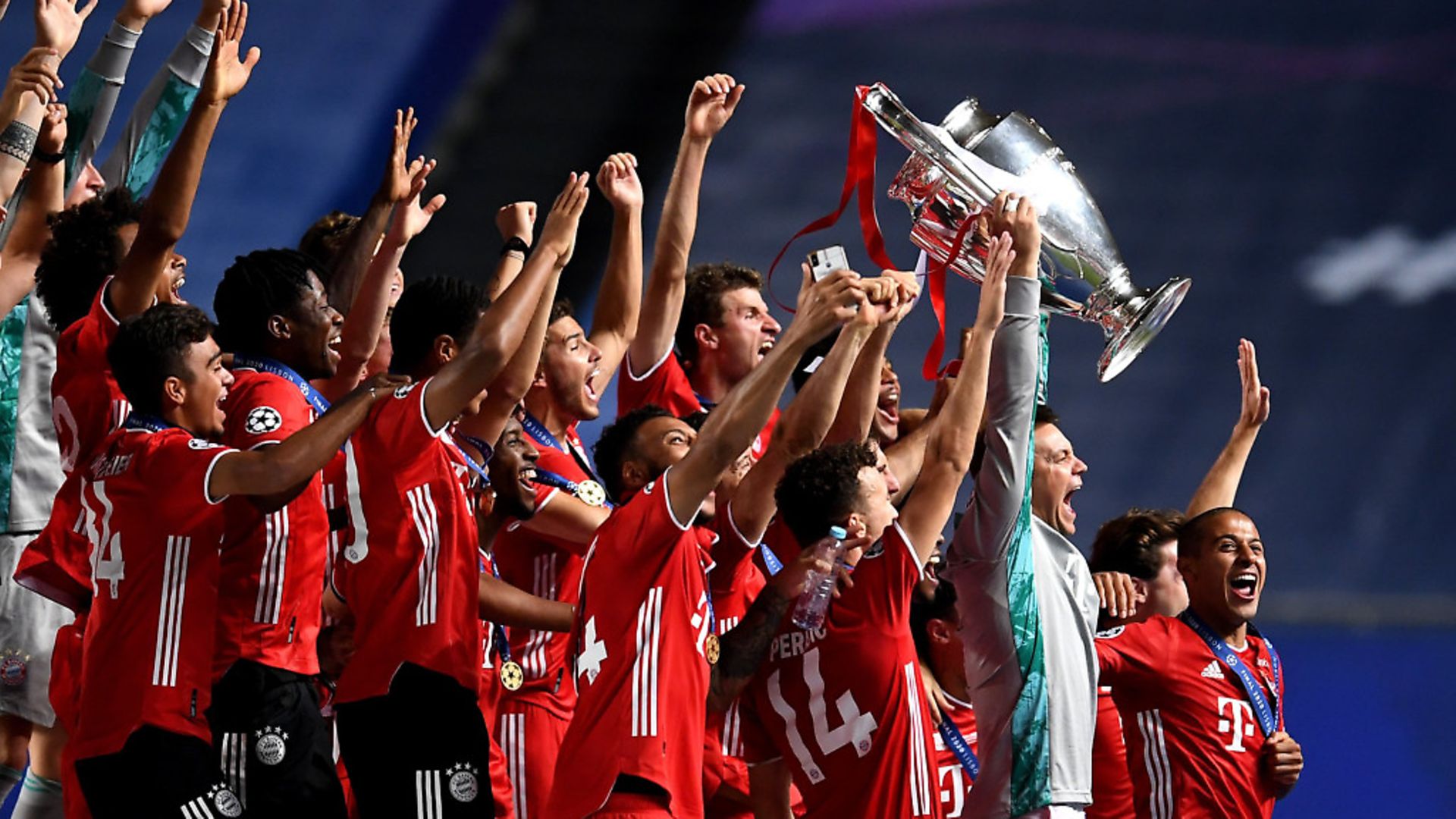 Manuel Neuer, captain of FC Bayern Munich lifts the UEFA Champions League Trophy following his team's victory in the UEFA Champions League Final match between Paris Saint-Germain and Bayern Munich at Estadio do Sport Lisboa e Benfica on August 23, 2020 in Lisbon, Portugal. (Photo by David Ramos/Getty Images) - Credit: Getty Images