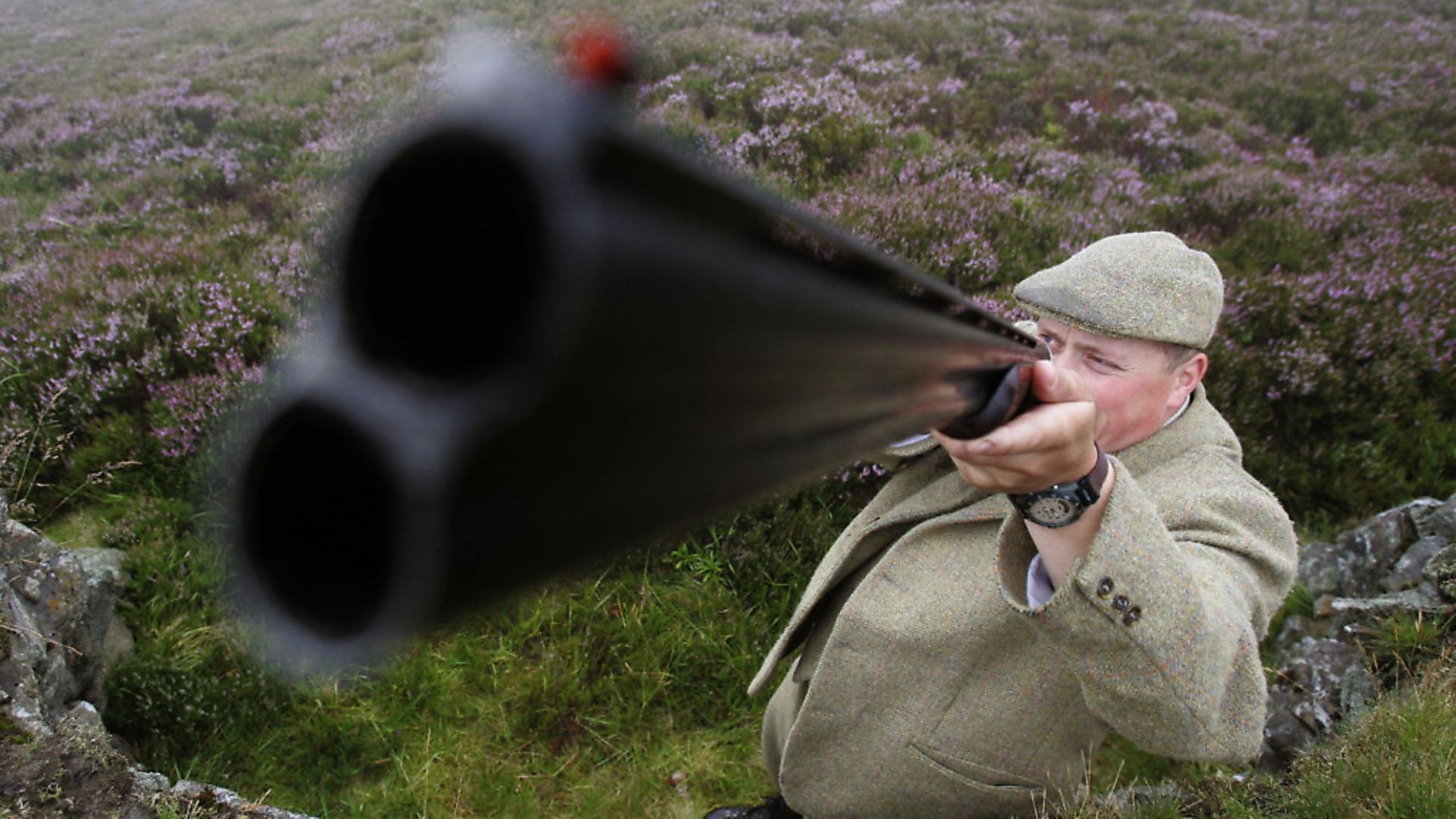 Gamekeeper Gavin Hannan in a butt on the grouse moor at the Glen Lethnot estate in the Angus Glens near Edzell, Scotland; Andrew Milligan, PA Archive/PA Images - Credit: PA