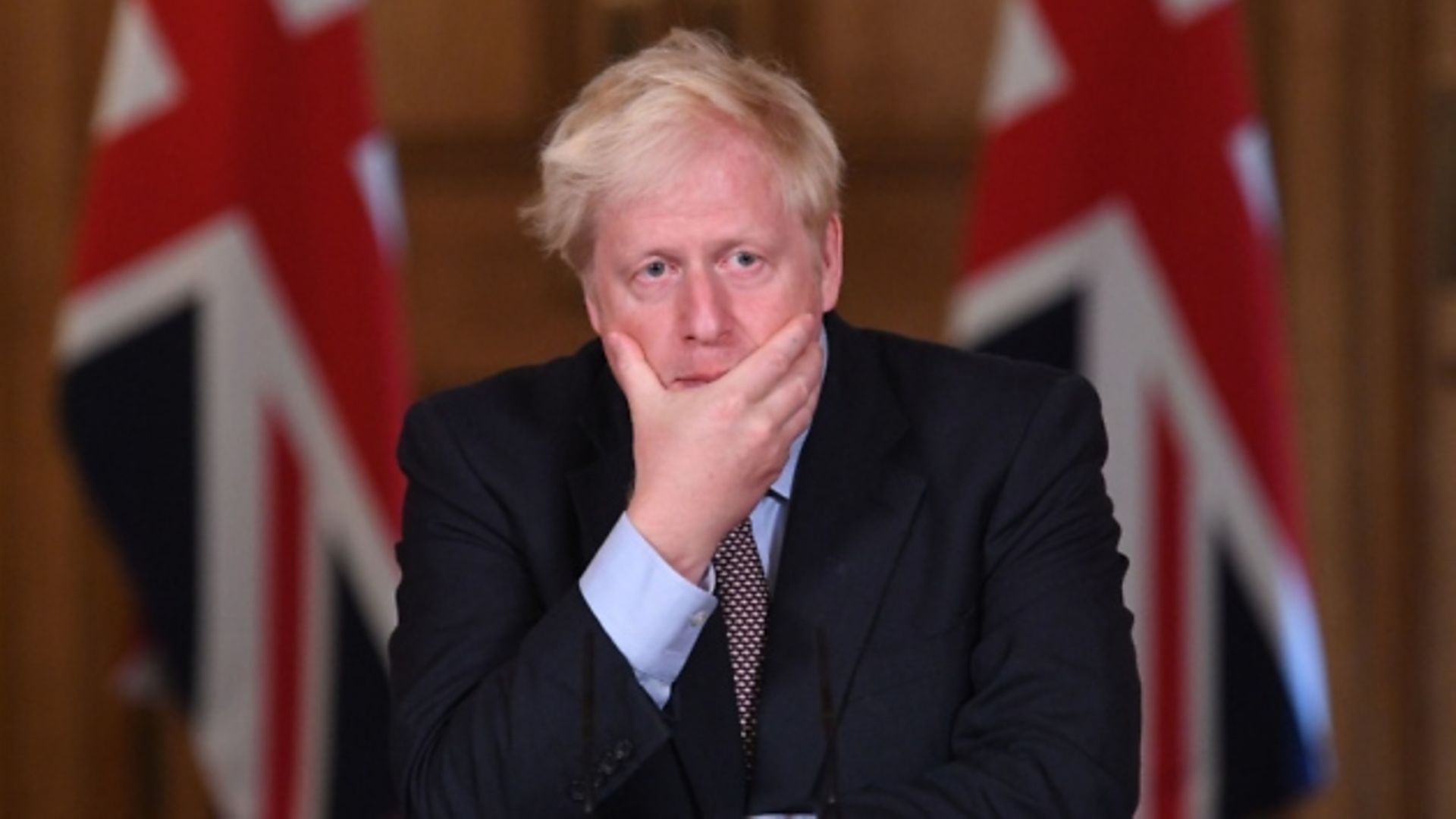 Boris Johnson at a Number 10 press conference. Photograph: Stefan Rousseau/PA Wire