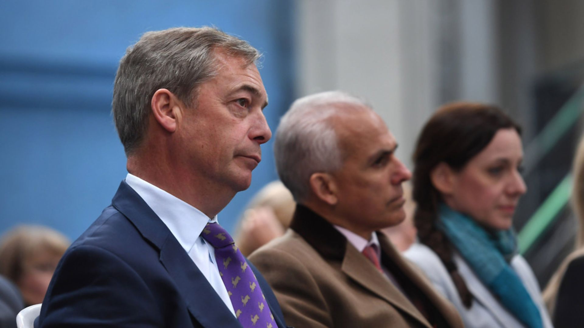 (left to right) Nigel Farage with former Brexit Party MEPs Ben Habib and Annunziata Rees-Mogg at the launch the European Parliament elections campaign in Coventry. - Credit: PA Wire/PA Images