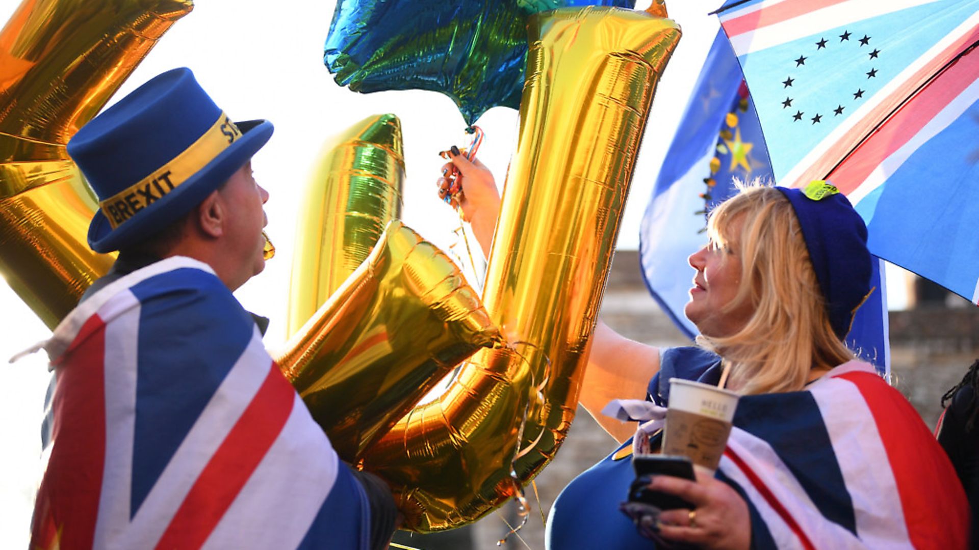 Anti-Brexit protestors outside the Houses of Parliament. Photograph: Victoria Jones/PA. - Credit: PA Wire/PA Images