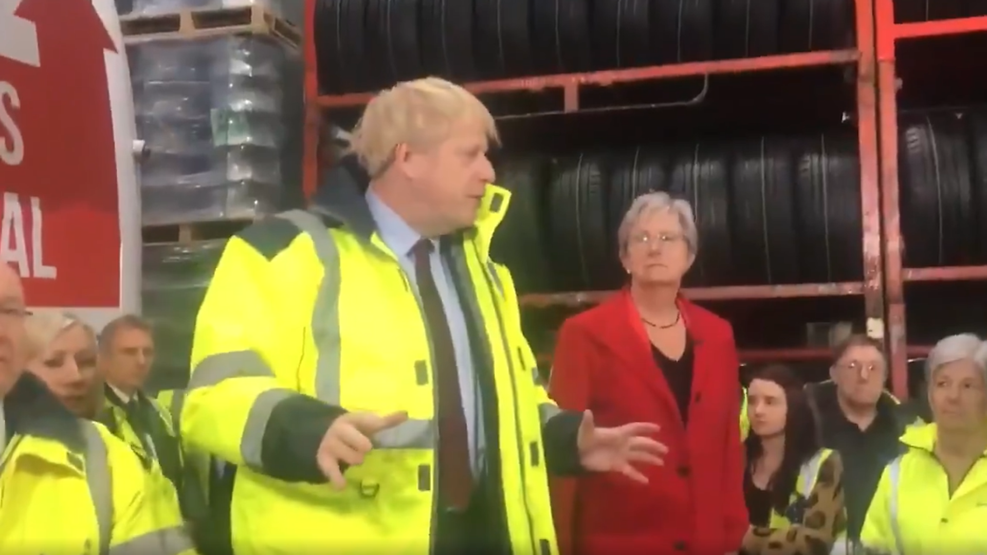 Boris Johnson addresses an audience at a Nissan factory - Credit: HaggisUK/Twitter