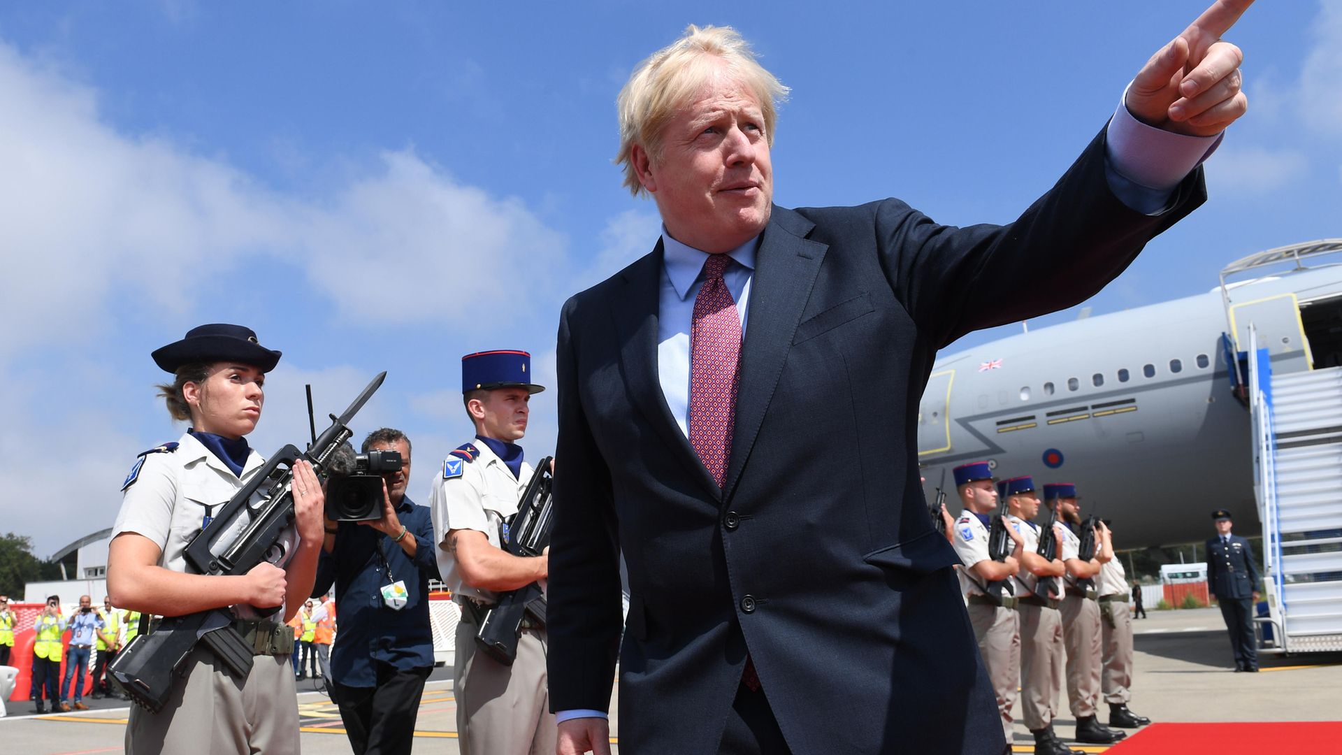 Prime minister Boris Johnson arriving in Biarritz, France, for the annual G7 summit - Credit: PA