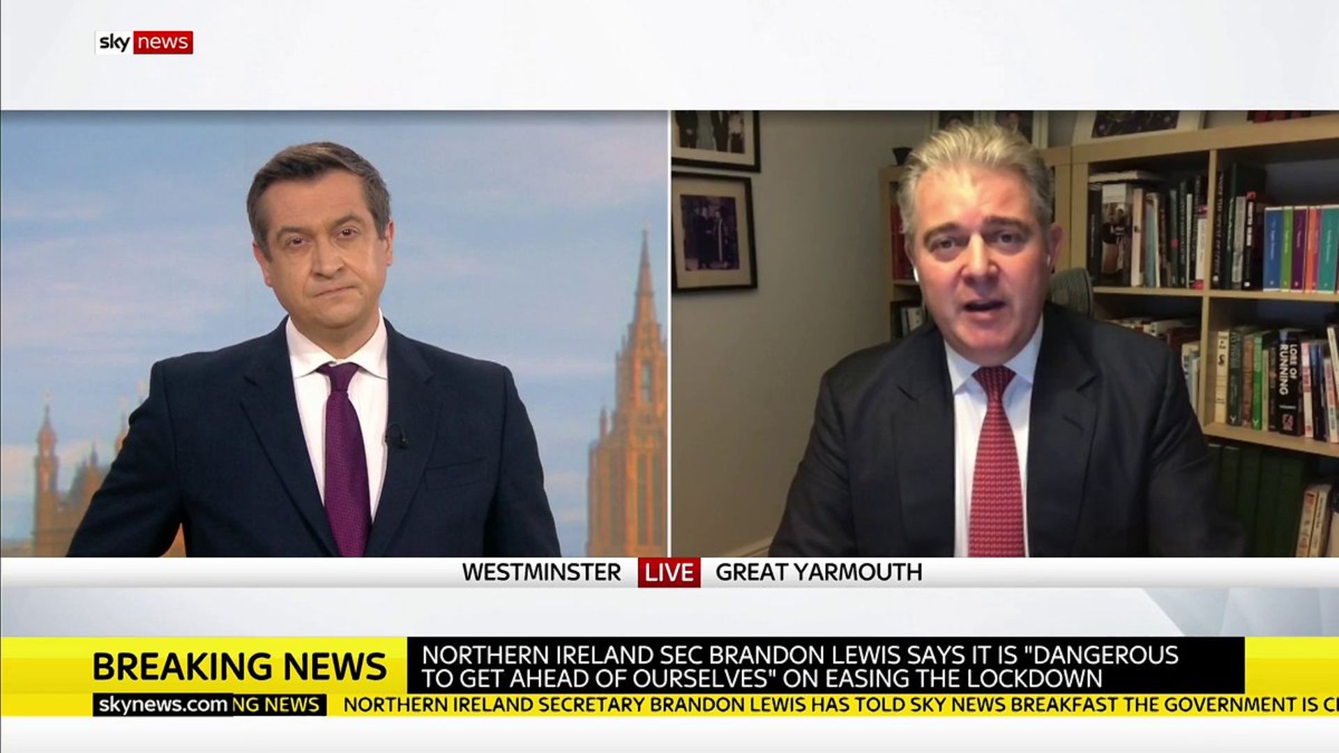 Brandon Lewis is interviewed by Niall Patterson - Credit: Sky News