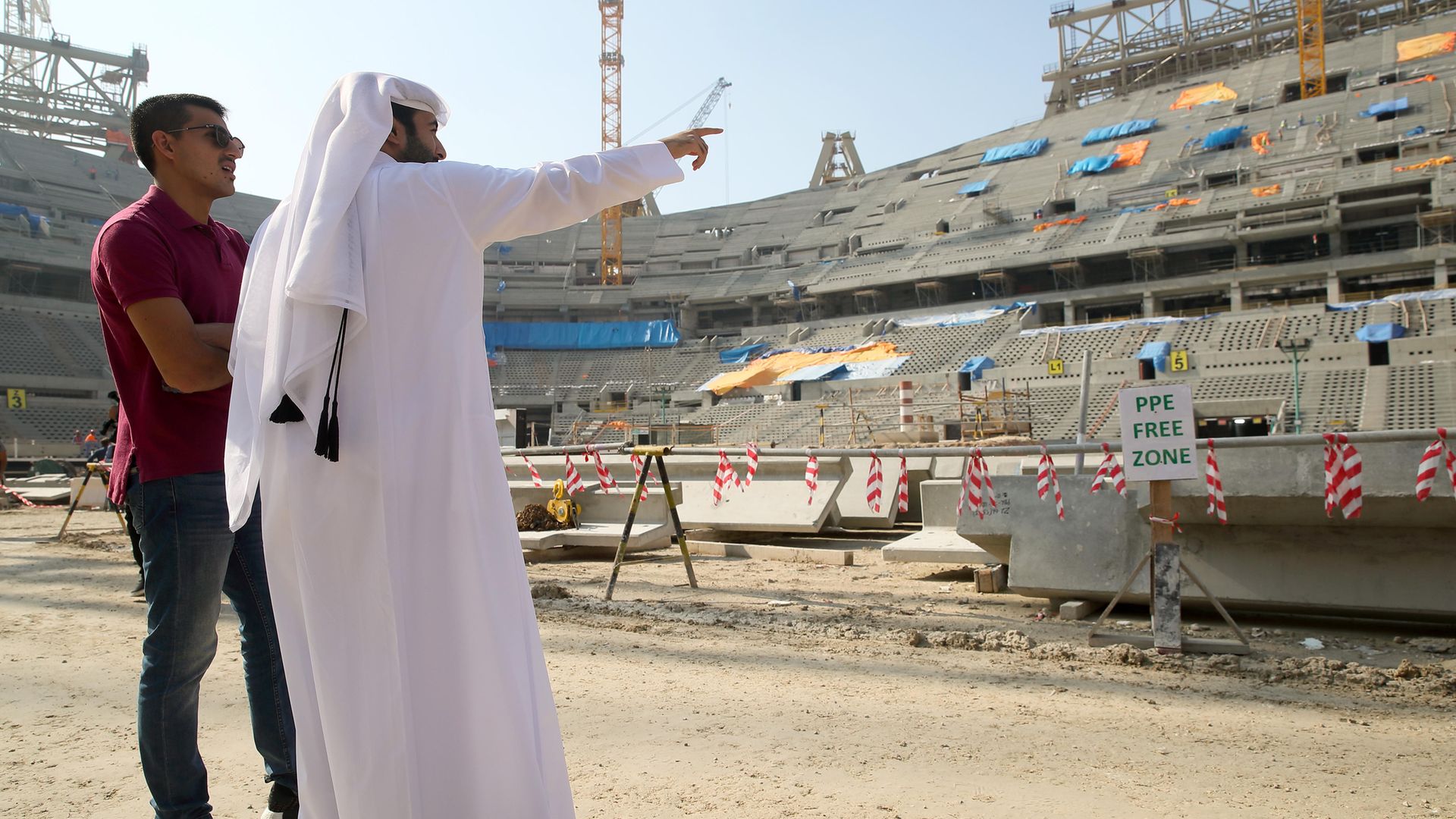 A general interior view of the construction of the Lusail Iconic Stadium in Doha, a venue for the FIFA Qatar World Cup 2022, on December 21, 2019 - Credit: Photo by Matthew Ashton - AMA/Getty Images