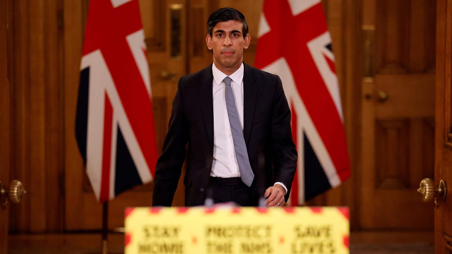 Rishi Sunak during a press conference in 10 Downing Street - Credit: PA