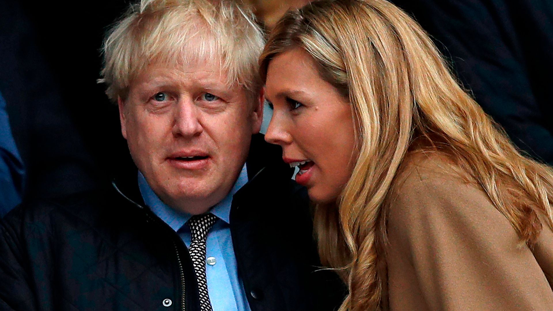 Boris Johnson with fiancee Carrie Symonds - Credit: AFP via Getty Images