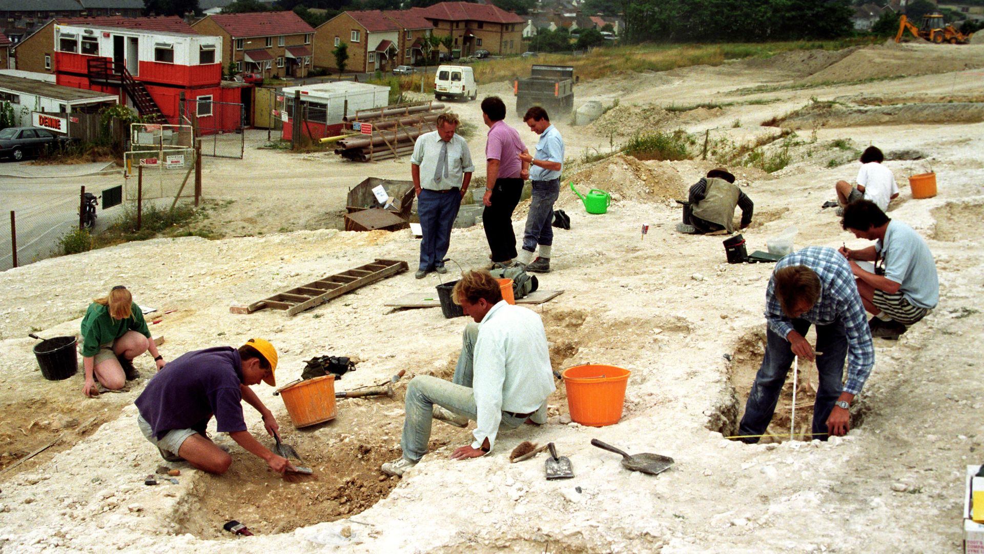 Archaeologists dig over the site of an Anglo-Saxon cemetery near Dover - Credit: PA