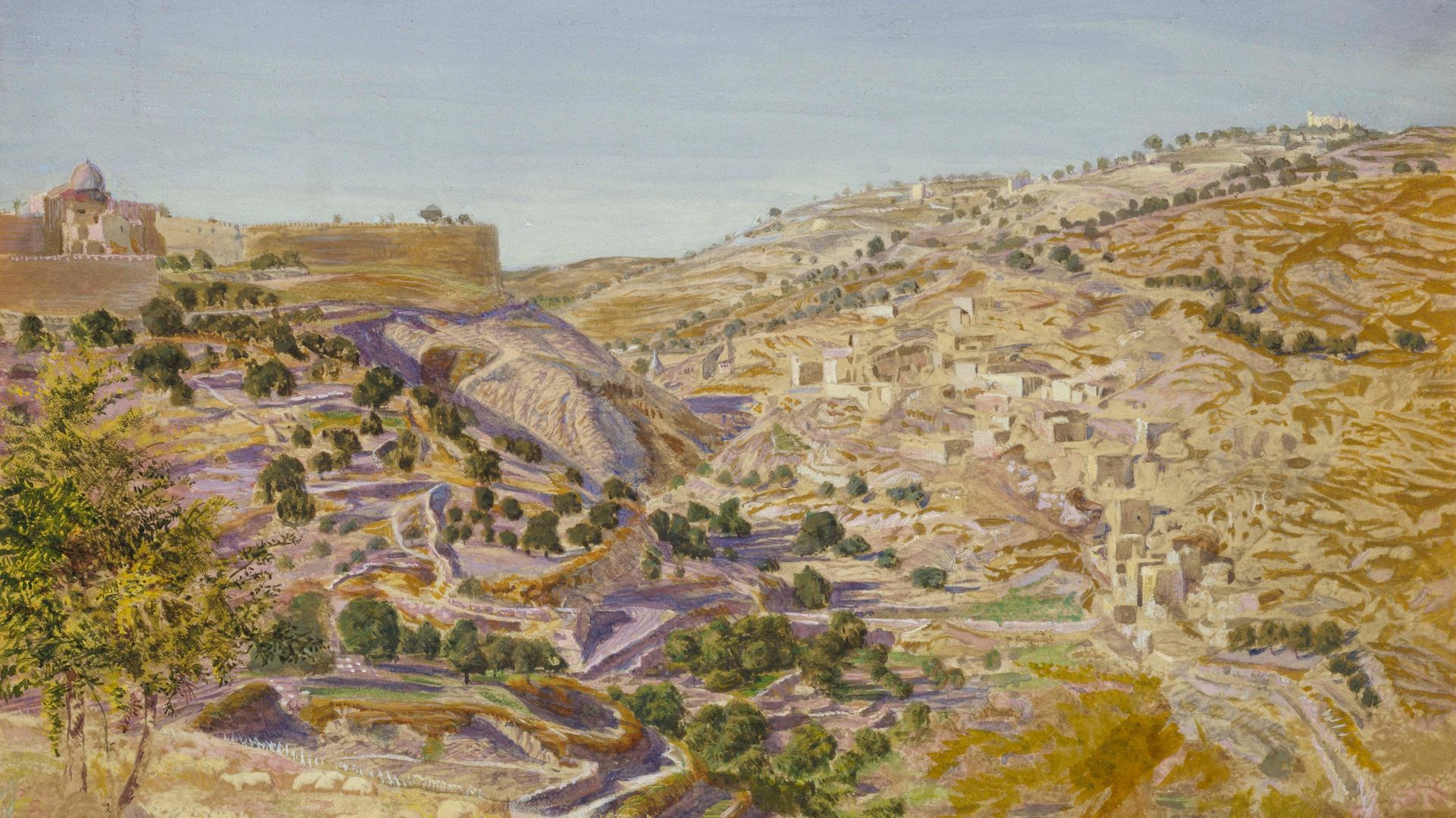 Thomas Seddon Jerusalem and the Valley of Jehoshaphat from the Hill of Evil Counsel - Credit: Ashmolean Museum, University of Oxford