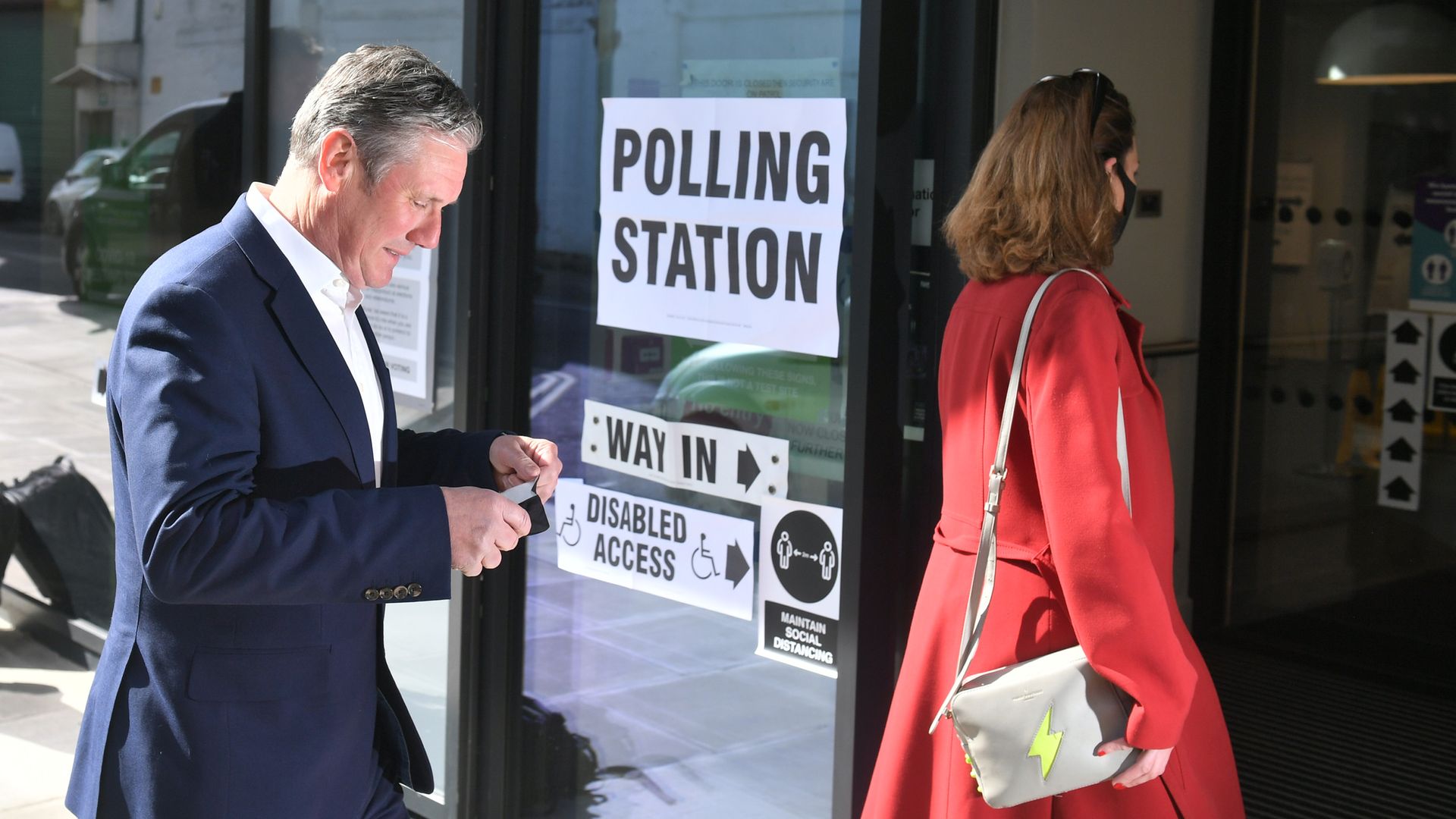 Labour leader Sir Keir Starmer and his wife Victoria arrive to cast their vote - Credit: PA