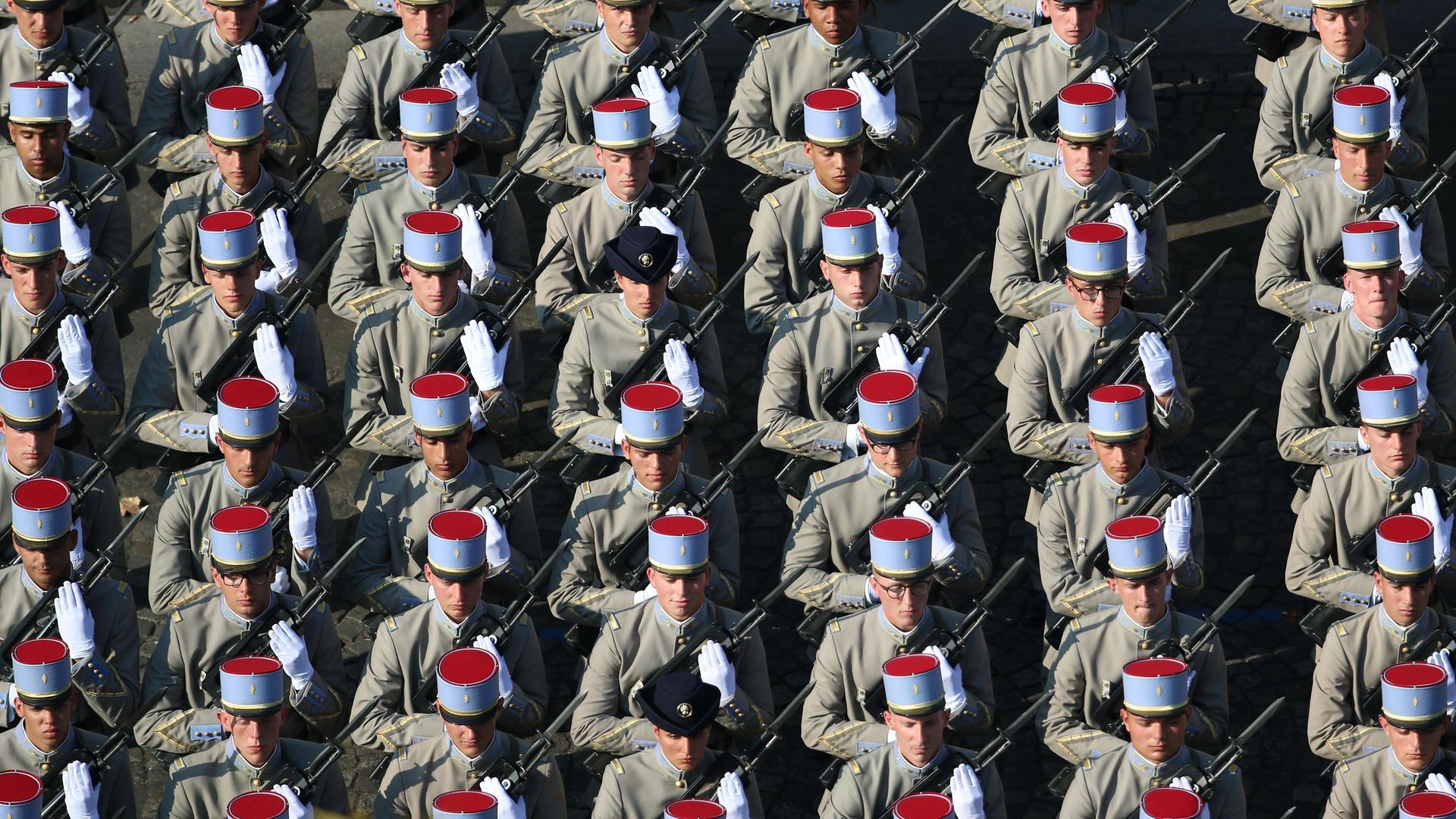 Soldiers of 2nd Regiment de Dragons during the annual Bastille Day military parade on the Champs-Elysees - Credit: AFP via Getty Images