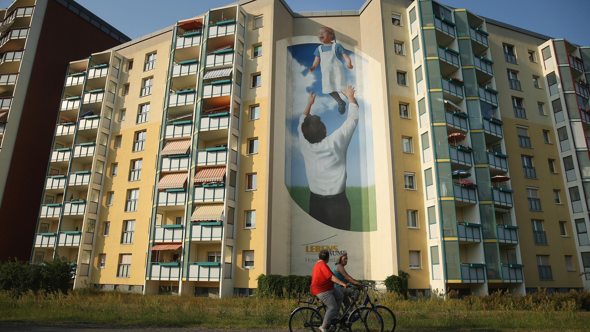 World's greatest windows... an apartment block, complete with mural, in Hoyerswerda, Germany - Credit: Getty Images