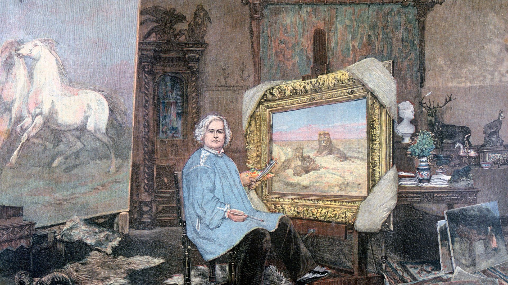 Rosa Bonheur in Her Studio. A print from the Le Petit Journal, 1893 - Credit: Print Collector/Getty Images