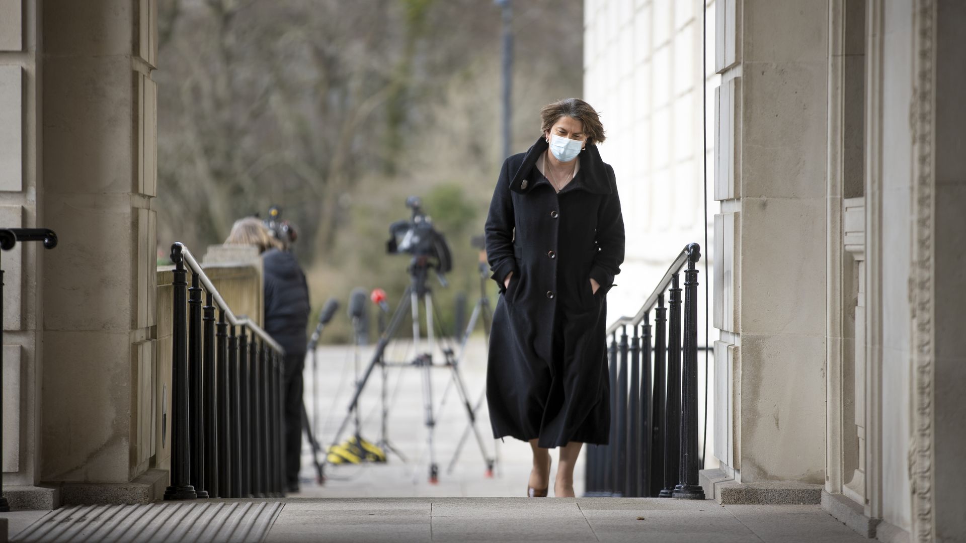 Arlene Foster during a press conference outside Stormont, Belfast - Credit: PA