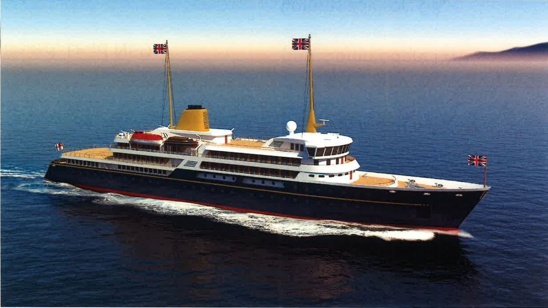 Handout image issued by 10 Downing Street showing an artist's impression of a new national flagship, the successor to the Royal Yacht Britannia, which Prime Minister Boris Johnson has said will promote British trade and industry around the world. Issue date: Sunday May 30, 2021. - Credit: PA