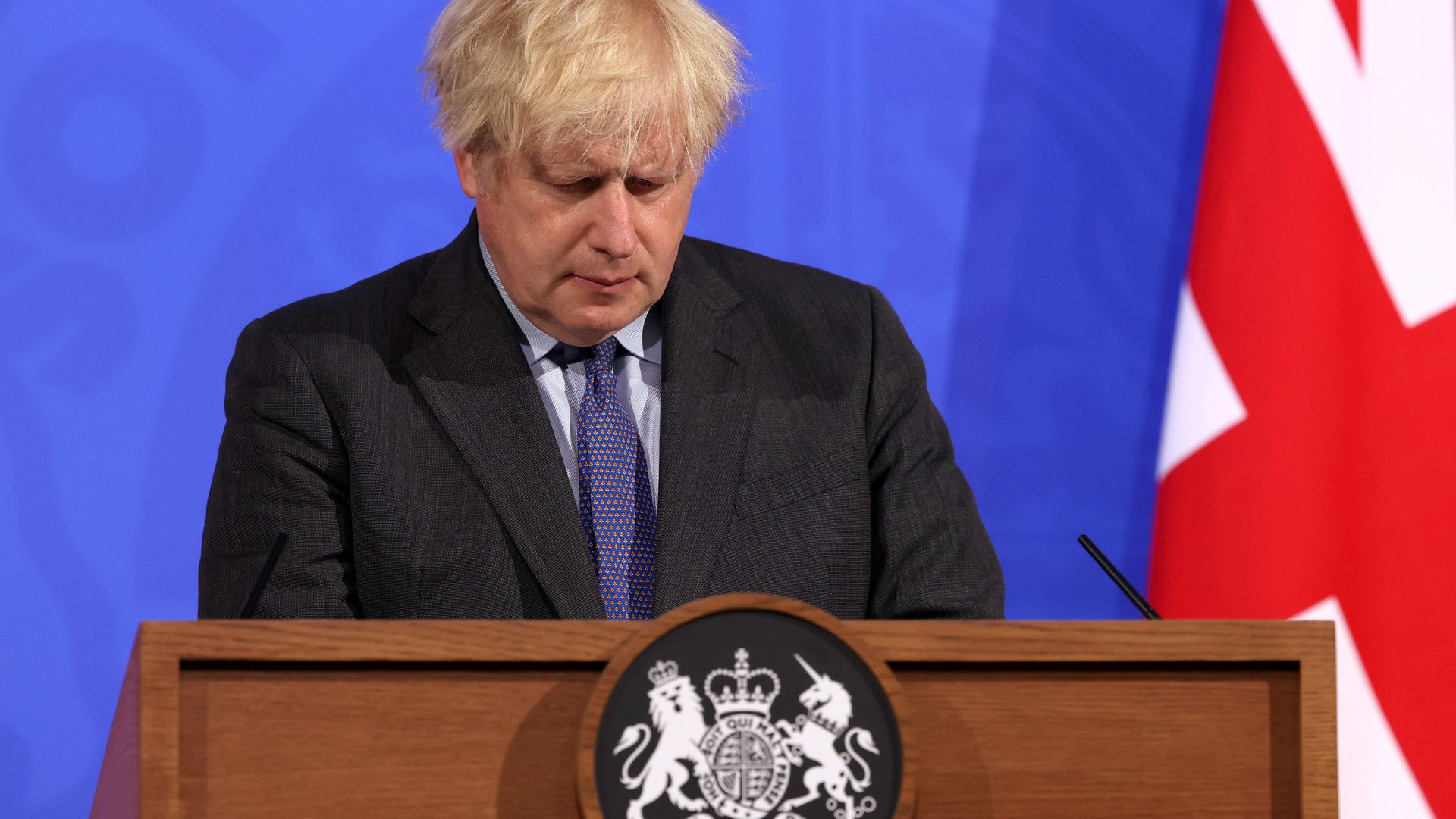 Prime Minister Boris Johnson, during a media briefing in Downing Street - Credit: PA