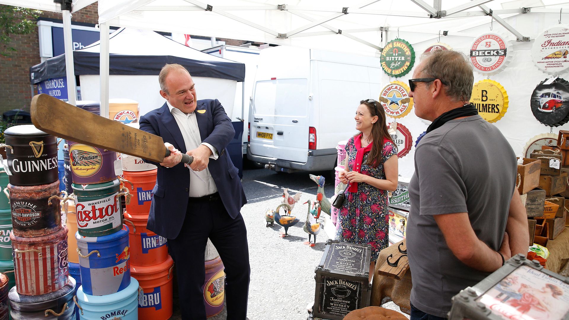 HOWZAT! Ed Davey, Lib Dem leader, with candidate Sarah Green, in the final days of the campaign which saw her win the Chesham and Amersham by-election - Credit: Getty Images