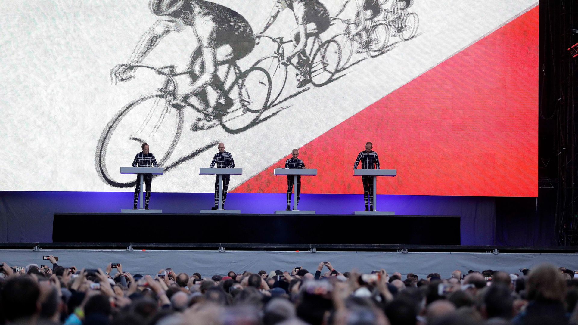 Kraftwerk performing in Düsseldorf in 2017 - Credit: ullstein bild via Getty Images