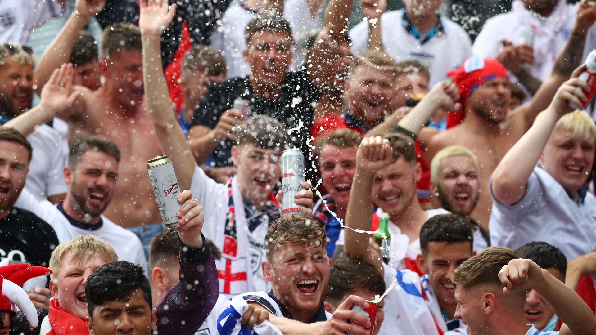 England fans gather before the  Euro final between Italy and England at Wembley - Credit: Photo by Marc Atkins/Getty Images