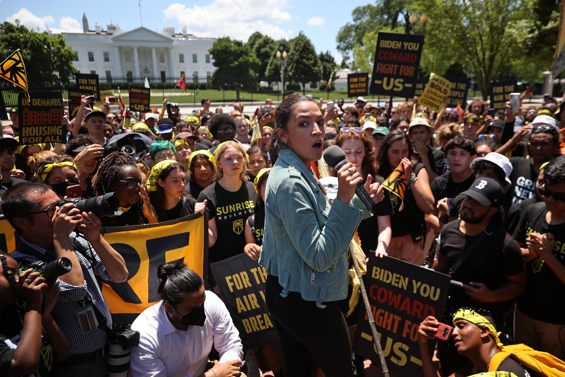 Charismatic US congresswoman Alexandria Ocasio-Cortez - seen at a rally in Washington in June 2021 - is among politicians to have attracted a dedicated and obsessional fanbase. Photo: Chip Somodevilla/Getty