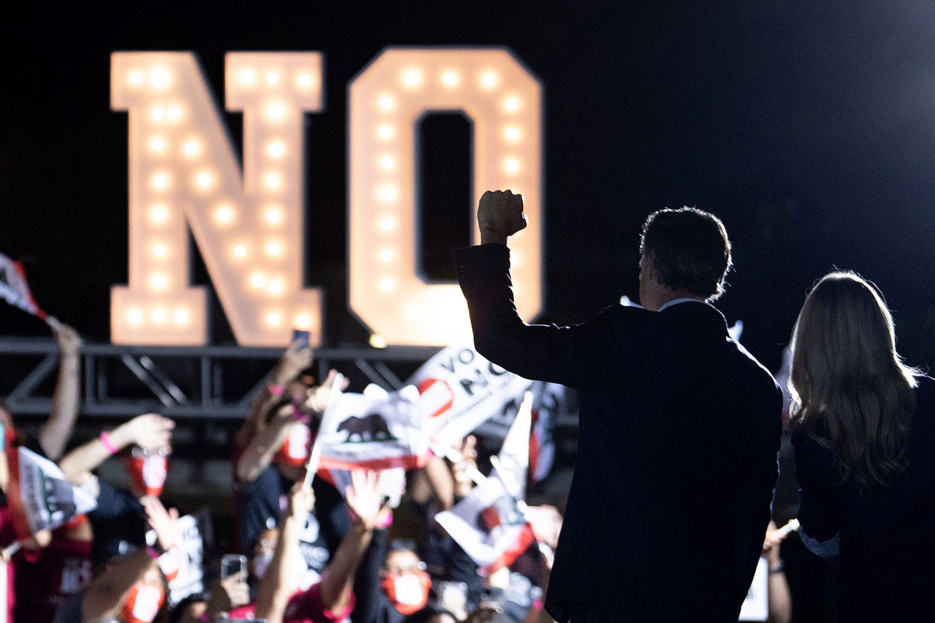 California governor Gavin Newsom at an anti-recall event in Long Beach, California. Photo: Brendan Smialowski/AFP via Getty Images.